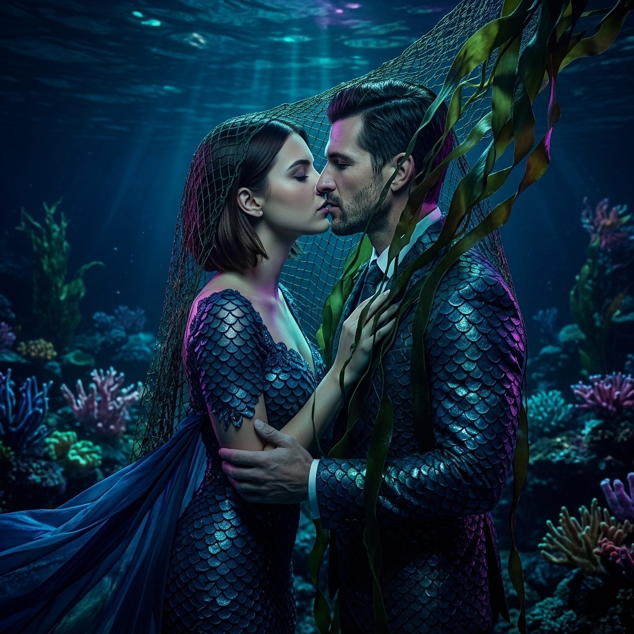Underwater fantasy wedding portrait