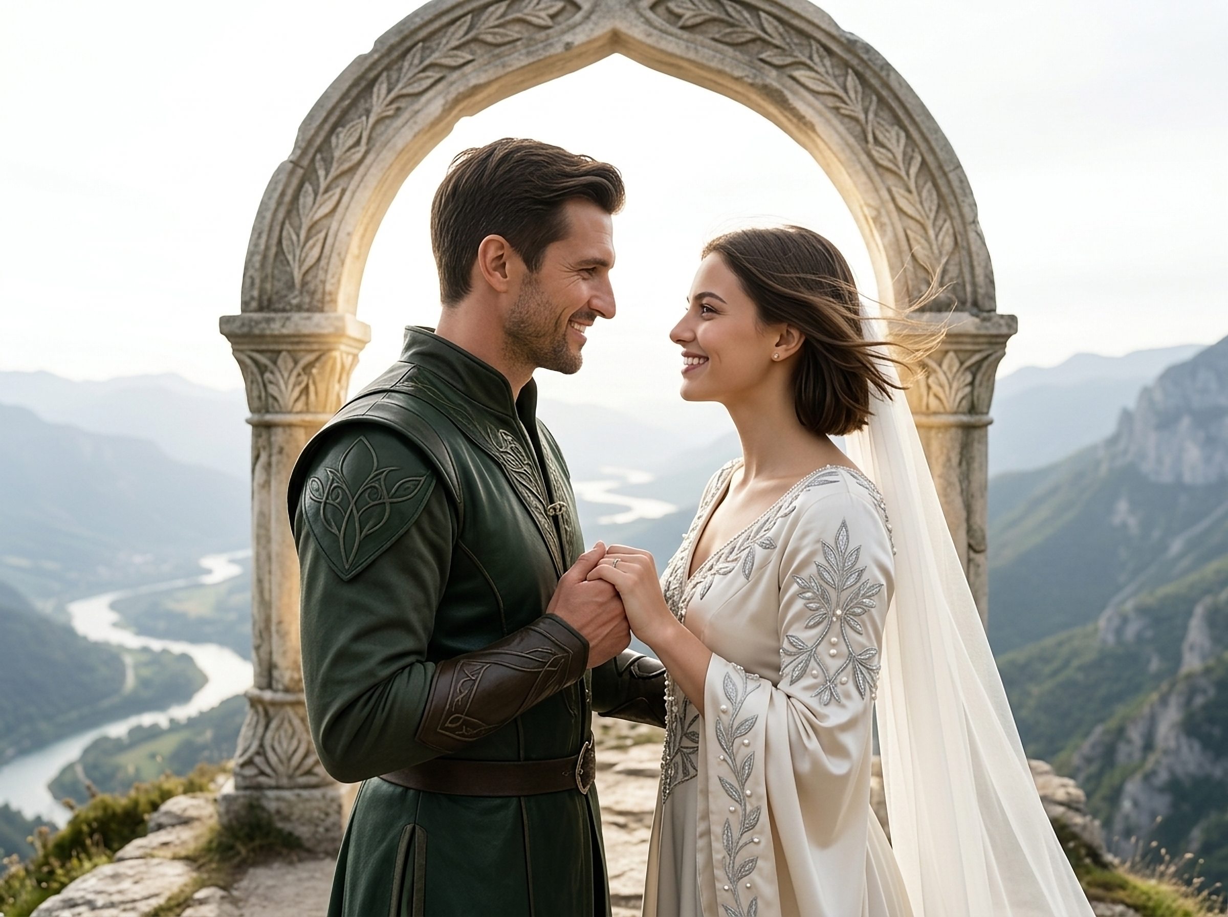 Fantasy mountain-arch wedding ceremony